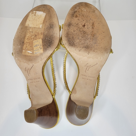 Giuseppe Zanotti Early 2000's Bling Sandals Heels Open Back Vintage Strappy Sz 6 - Picture 6 of 9